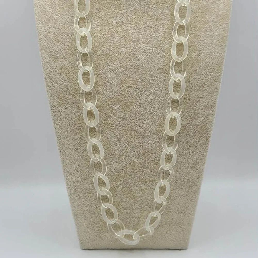 J Crew White Lucite Long Link Necklace NWOT!